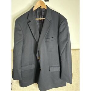 Brooks Brothers 346 Wool Cashmere Blazer Navy Blue Size 48R Gold Buttons